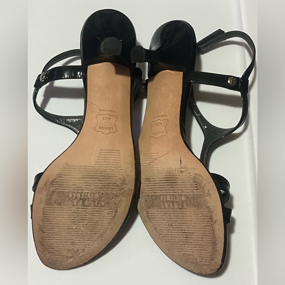 Stuart Weitzman Black Strappy Patent Leather Sandals Heels, Sz 7M - Picture 11 of 12